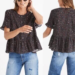 Madewell Studio Ruffle-Hem Top in Starry Night